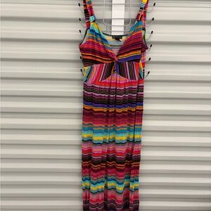 🌹 Multicolor Striped V-Neck Dress